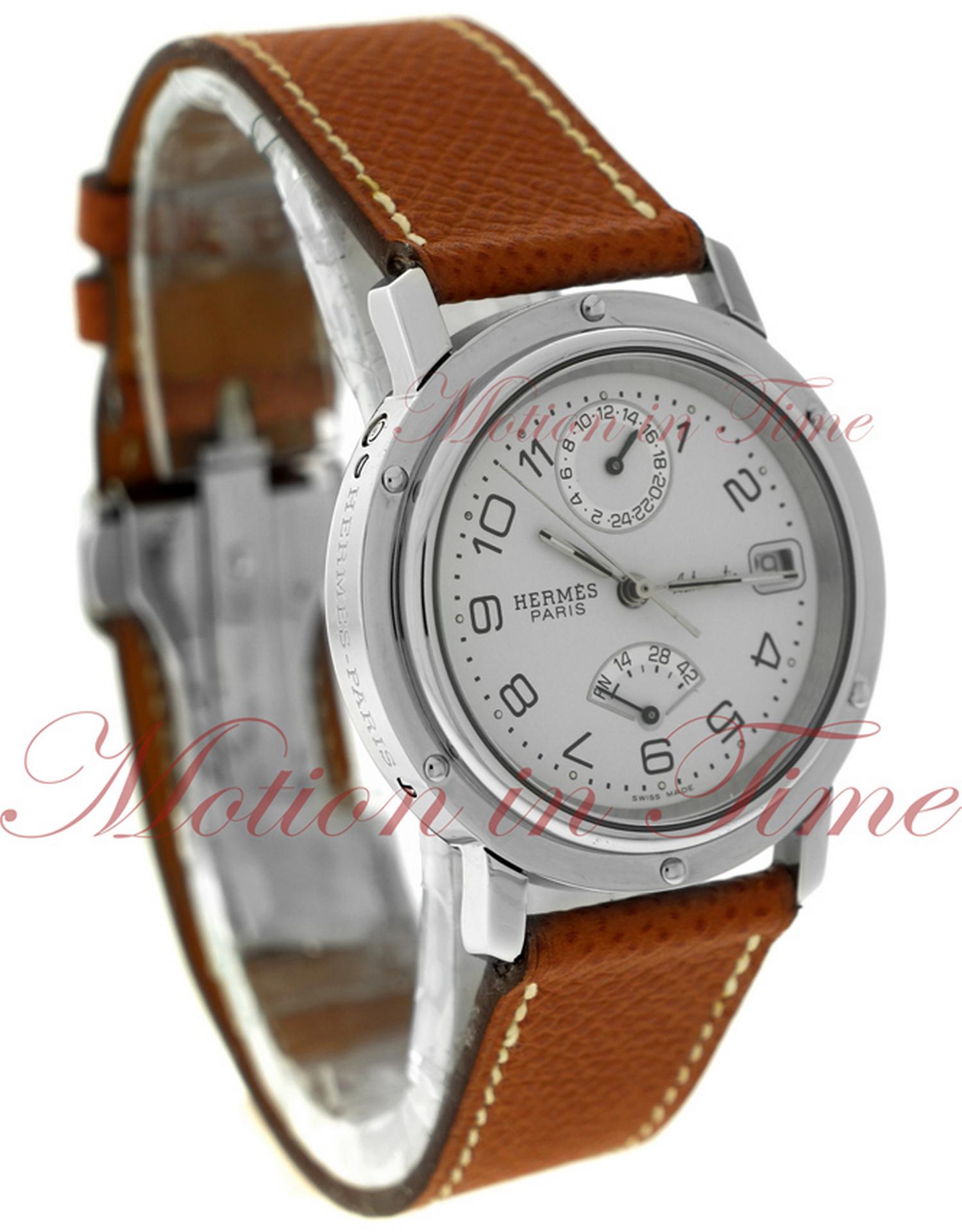 Hermes Clipper GMT Power Reserve, White Dial - Stainless 